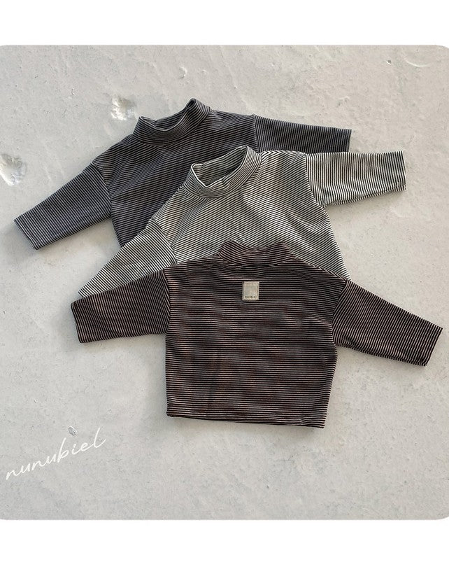 [nunu biel]ボーダー裏起毛モックネック