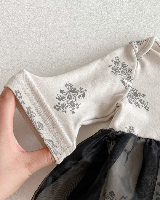 スカート付フラワーロンパース