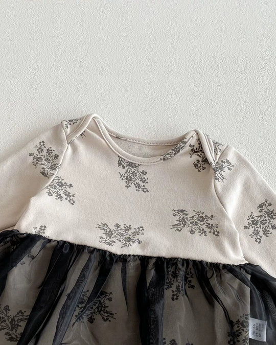 スカート付フラワーロンパース