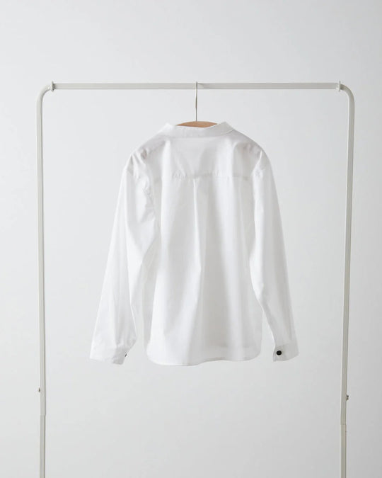 バンドカラー比翼シャツ(ボタン取り外し対応)riz