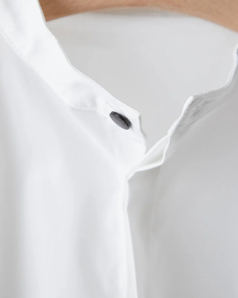 バンドカラー比翼シャツ(ボタン取り外し対応)riz