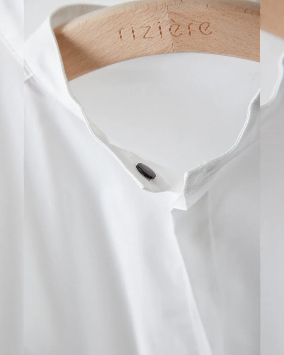 バンドカラー比翼シャツ(ボタン取り外し対応)riz