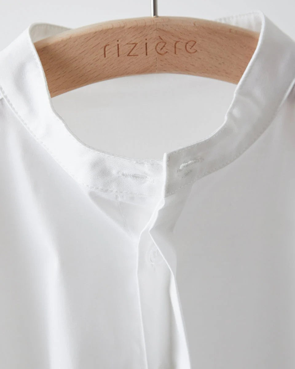 バンドカラー比翼シャツ(ボタン取り外し対応)riz