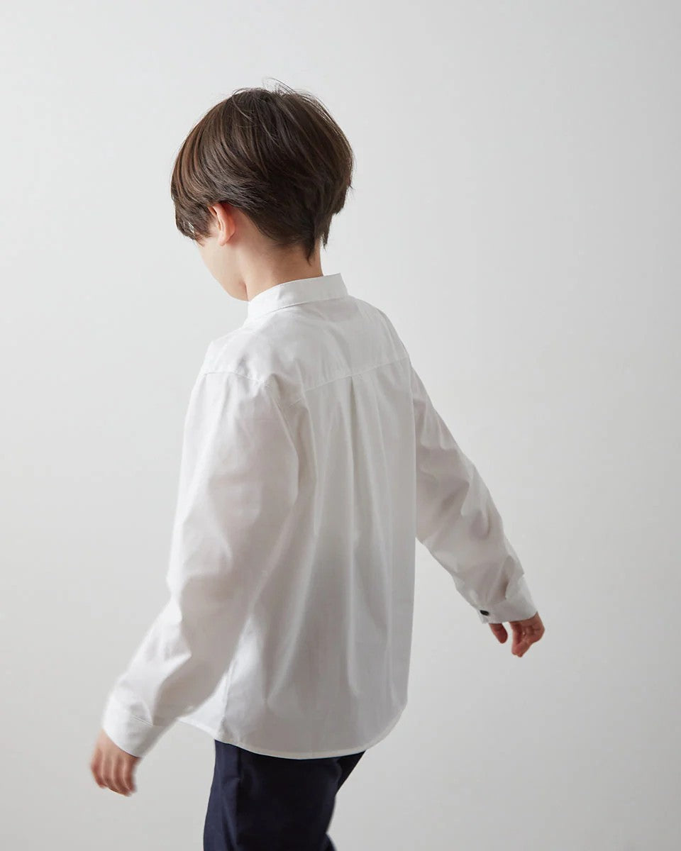 バンドカラー比翼シャツ(ボタン取り外し対応)riz