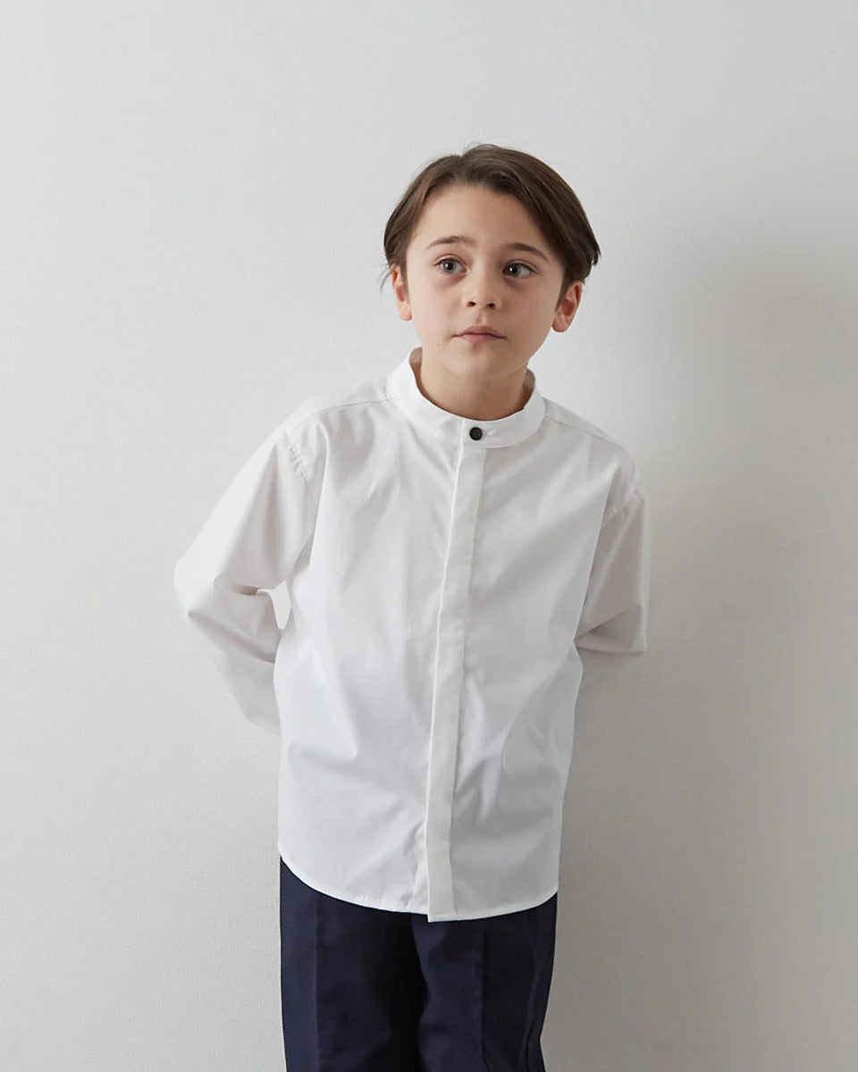 バンドカラー比翼シャツ(ボタン取り外し対応)riz