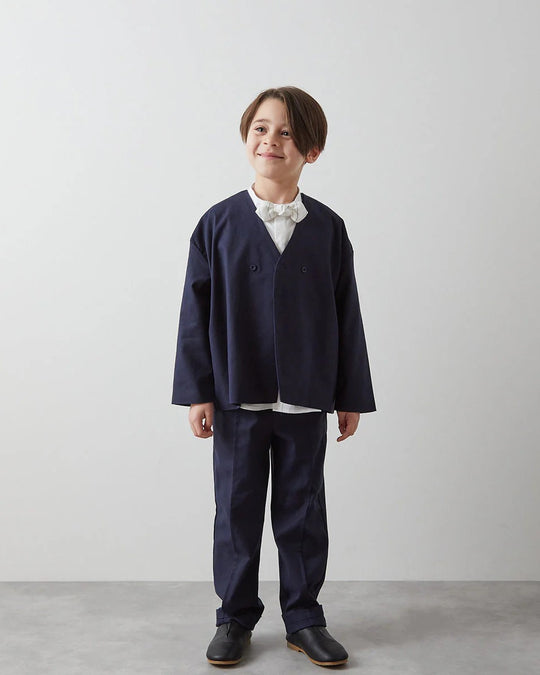 バンドカラー比翼シャツ(ボタン取り外し対応)riz