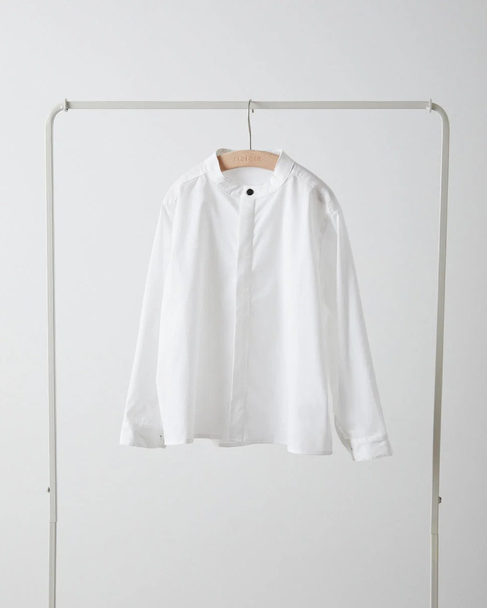 バンドカラー比翼シャツ(ボタン取り外し対応)riz