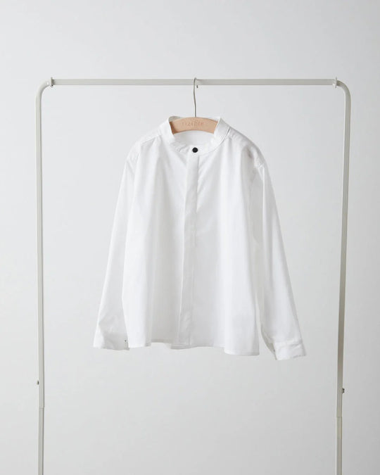 バンドカラー比翼シャツ(ボタン取り外し対応)riz