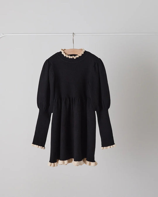 バイカラーフリルニットワンピースriz