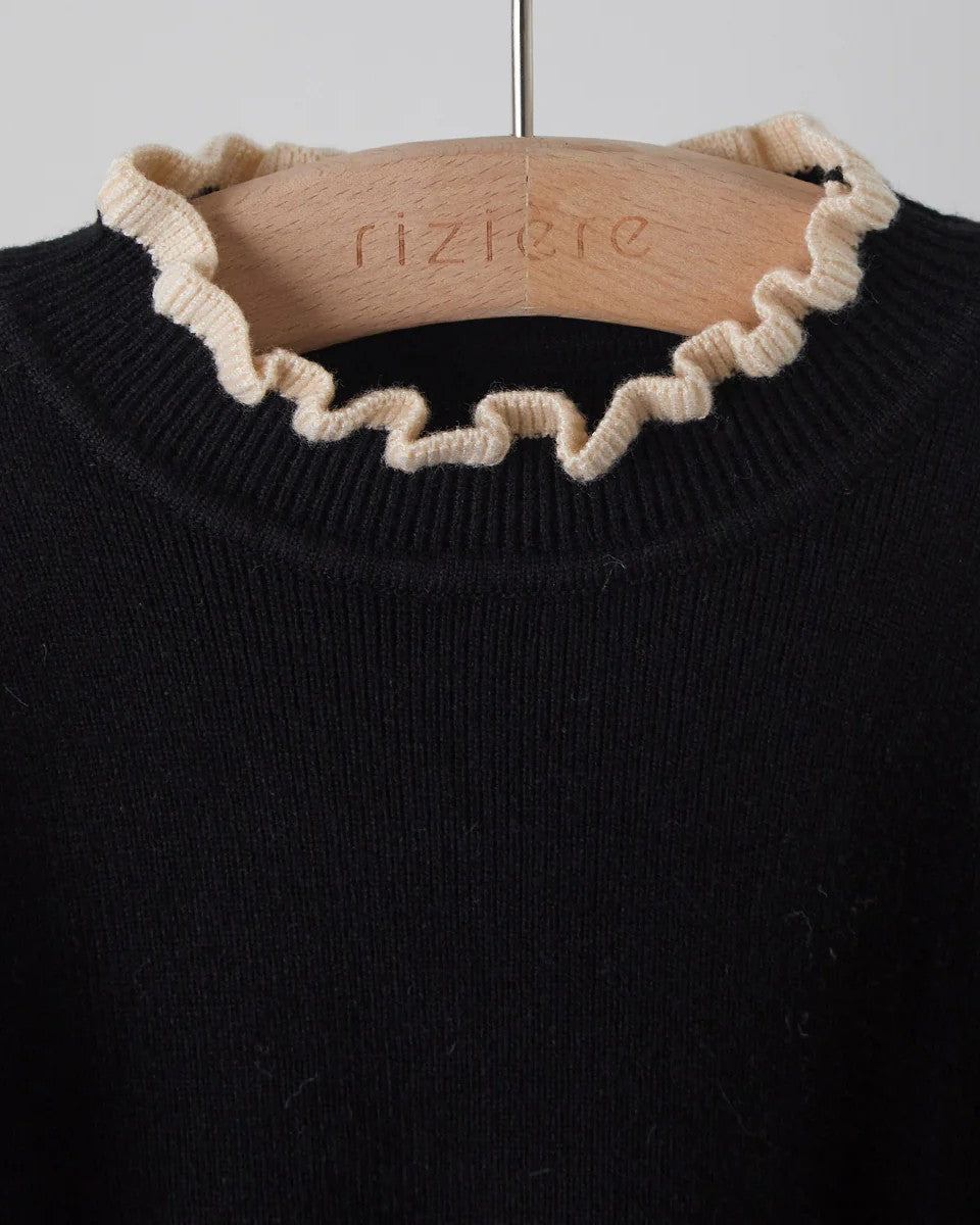 バイカラーフリルニットワンピースriz