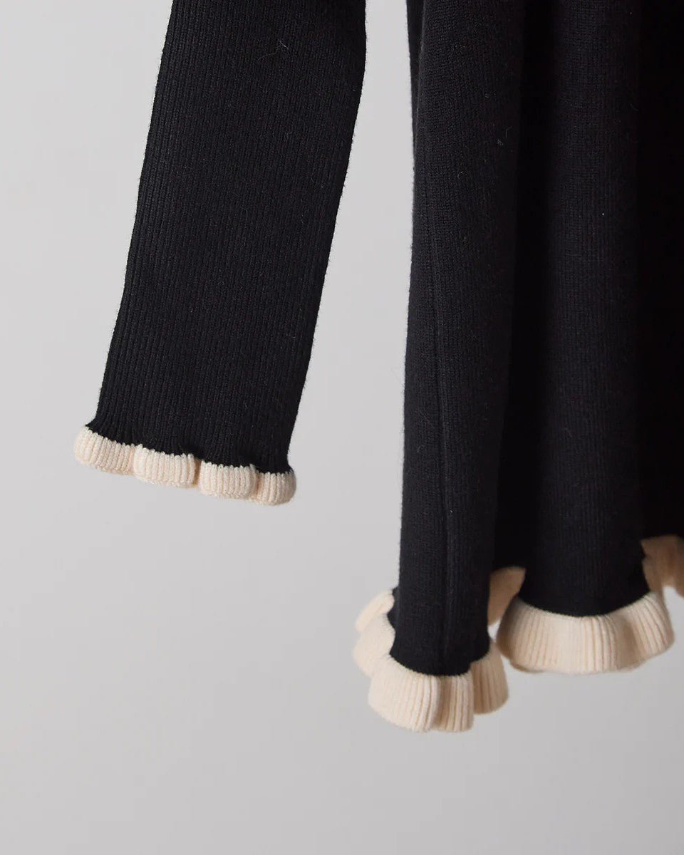 バイカラーフリルニットワンピースriz