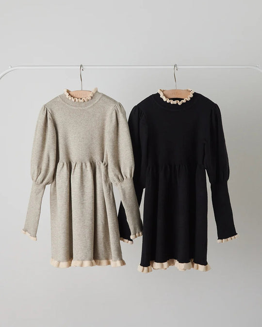 バイカラーフリルニットワンピースriz