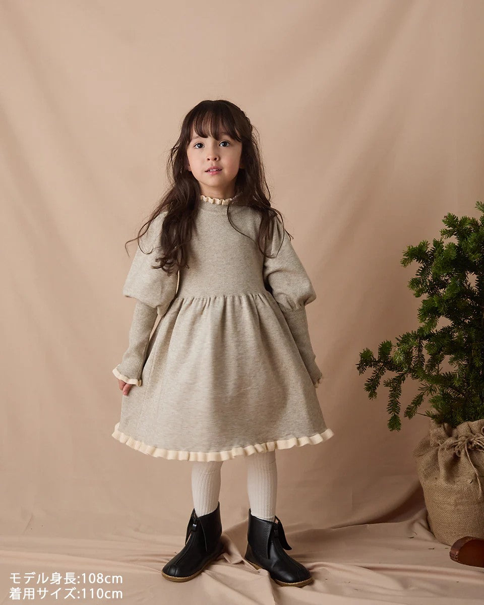 バイカラーフリルニットワンピースriz