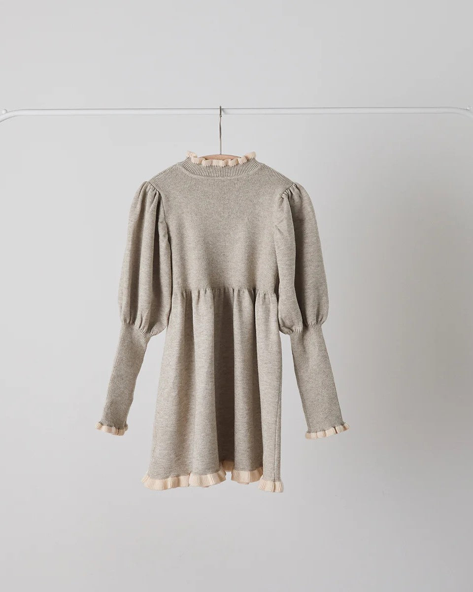 バイカラーフリルニットワンピースriz