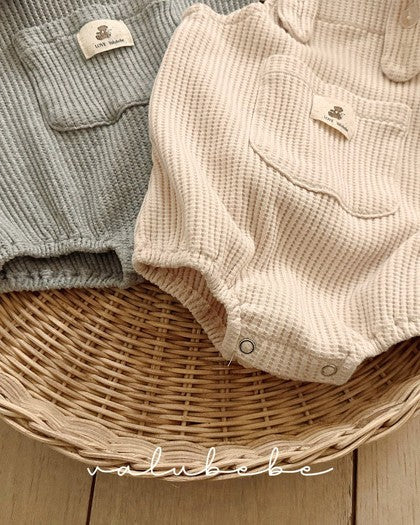 予約[valubebe]ワッフルサロペットスーツ