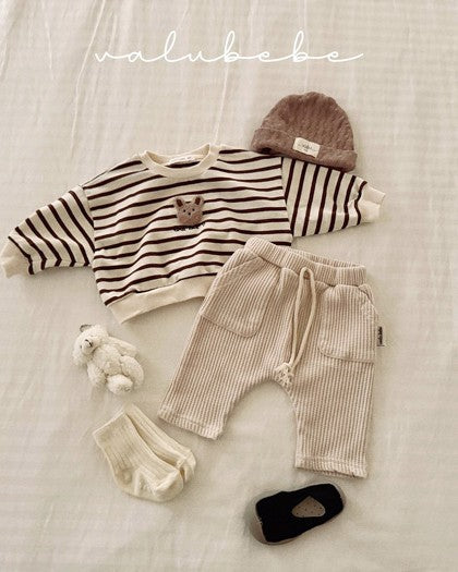 予約[valubebe]ワイドワッフルバギーパンツ