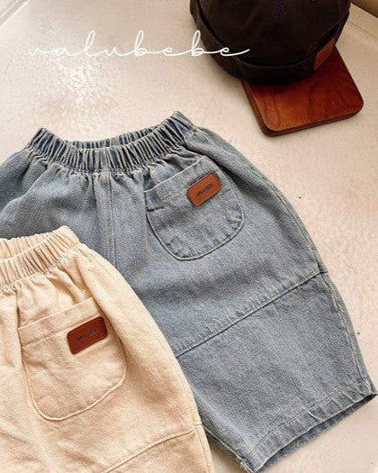 予約[valubebe]切替ワイドデニムパンツ