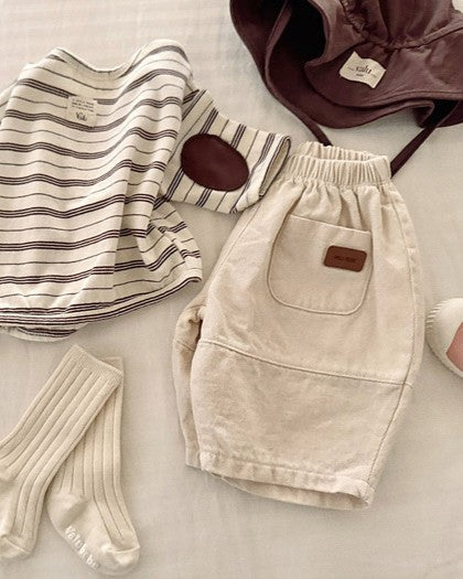 予約[valubebe]切替ワイドデニムパンツ