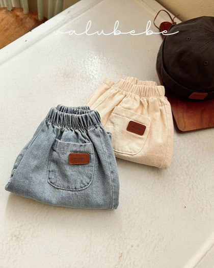 予約[valubebe]切替ワイドデニムパンツ