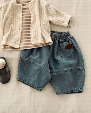 予約[valubebe]切替ワイドデニムパンツ