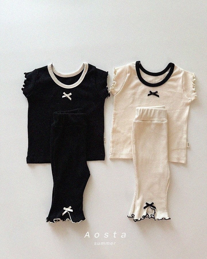 [aosta]lip ribbon pants