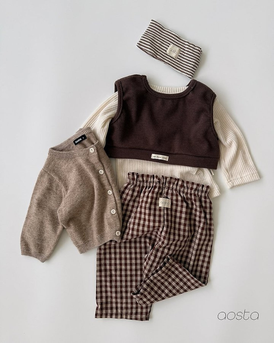 [AOSTA]Caramel Check Pants