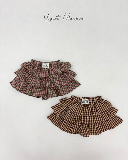 [yogurt mansion]check frill skirt