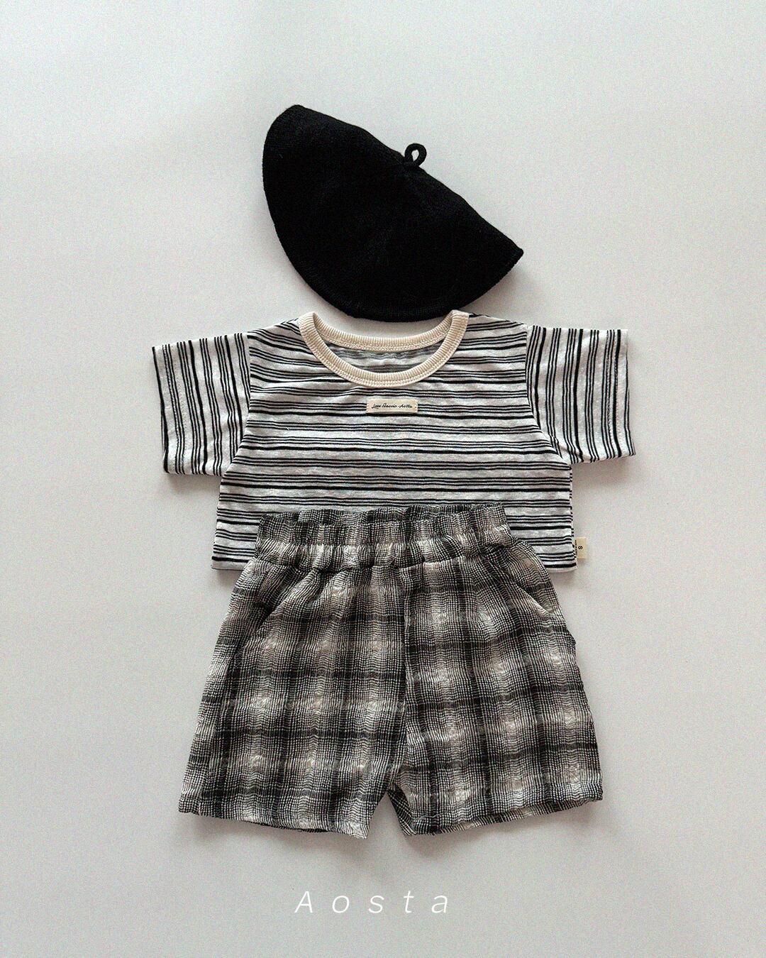 [aosta]check short pants