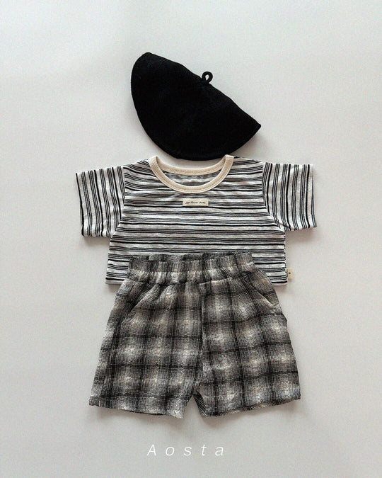 [aosta]check short pants