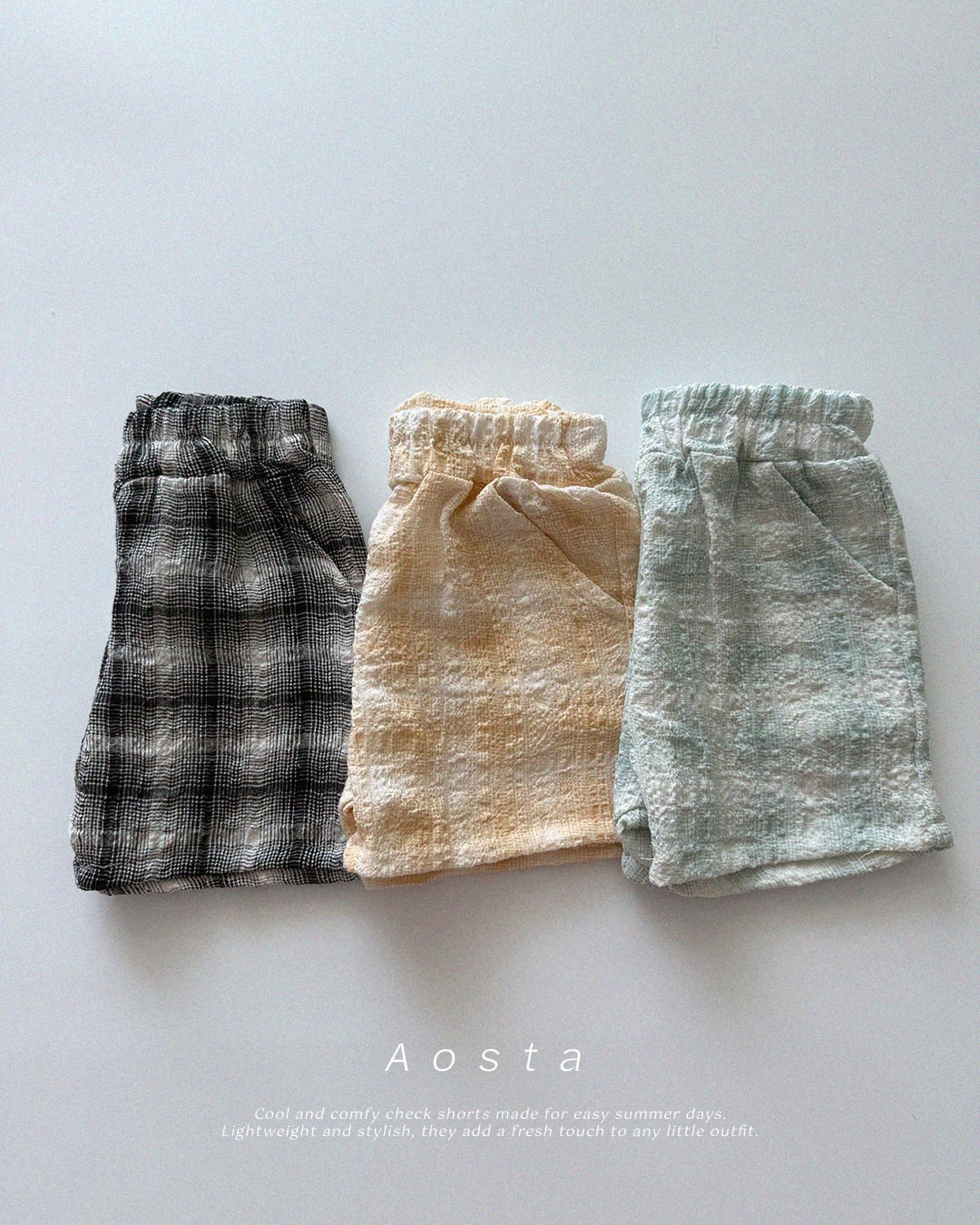 [aosta]check short pants