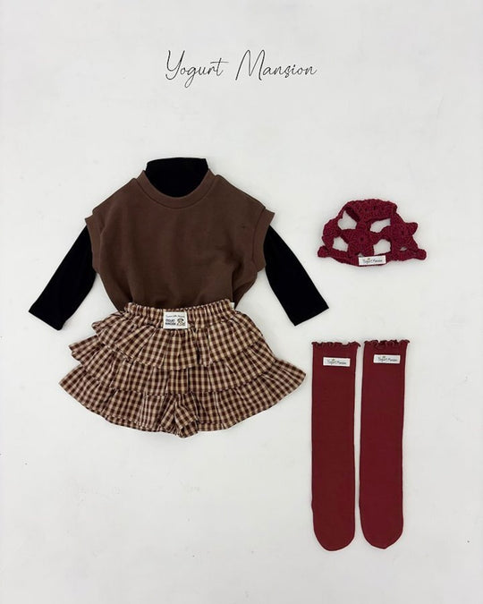 [yogurt mansion]check frill skirt