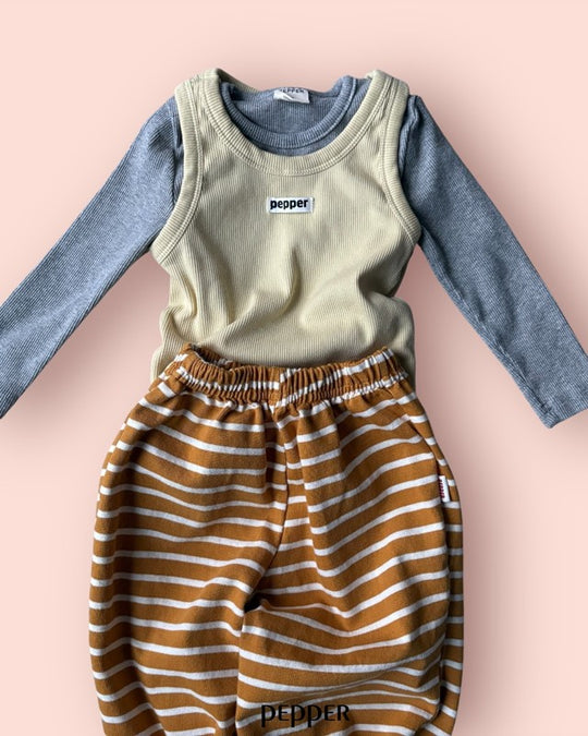 [pepper]yoyo stripe jogger pants