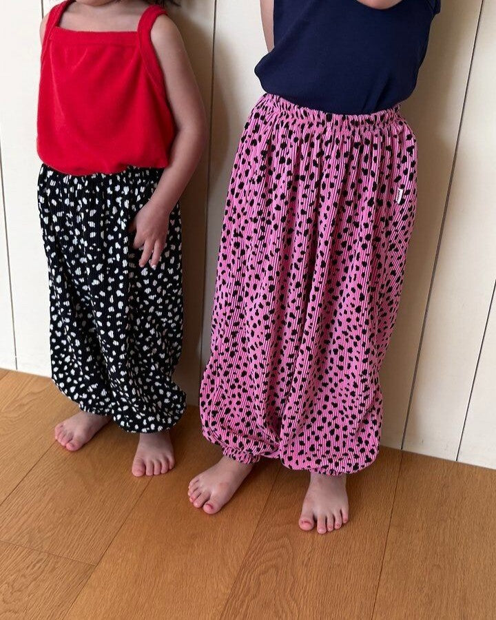 [pepper]black pink pleated joggers pants
