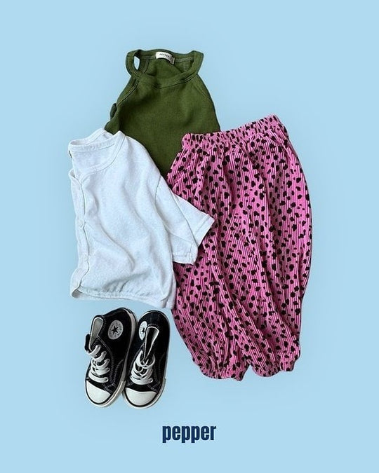 [pepper]black pink pleated joggers pants