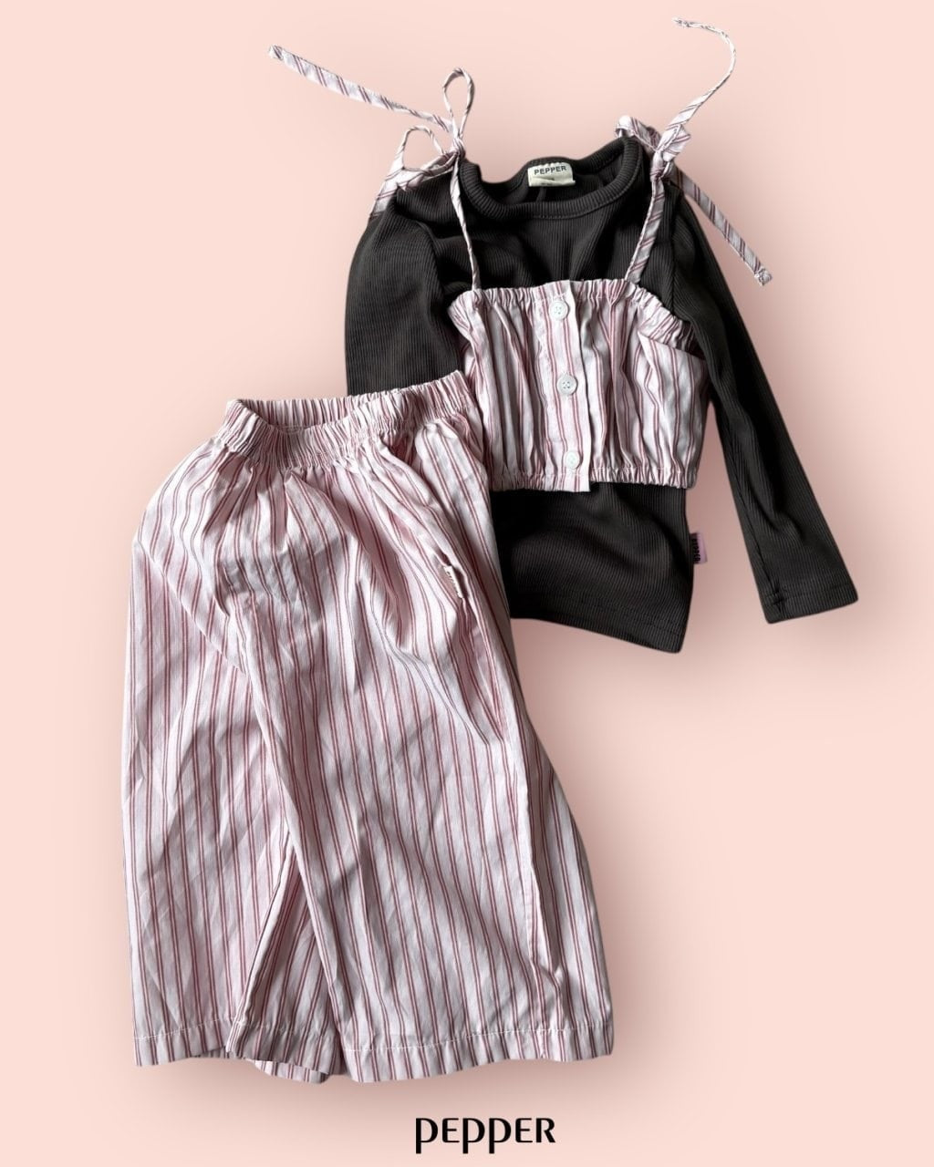 [pepper]stripe gaucho pants
