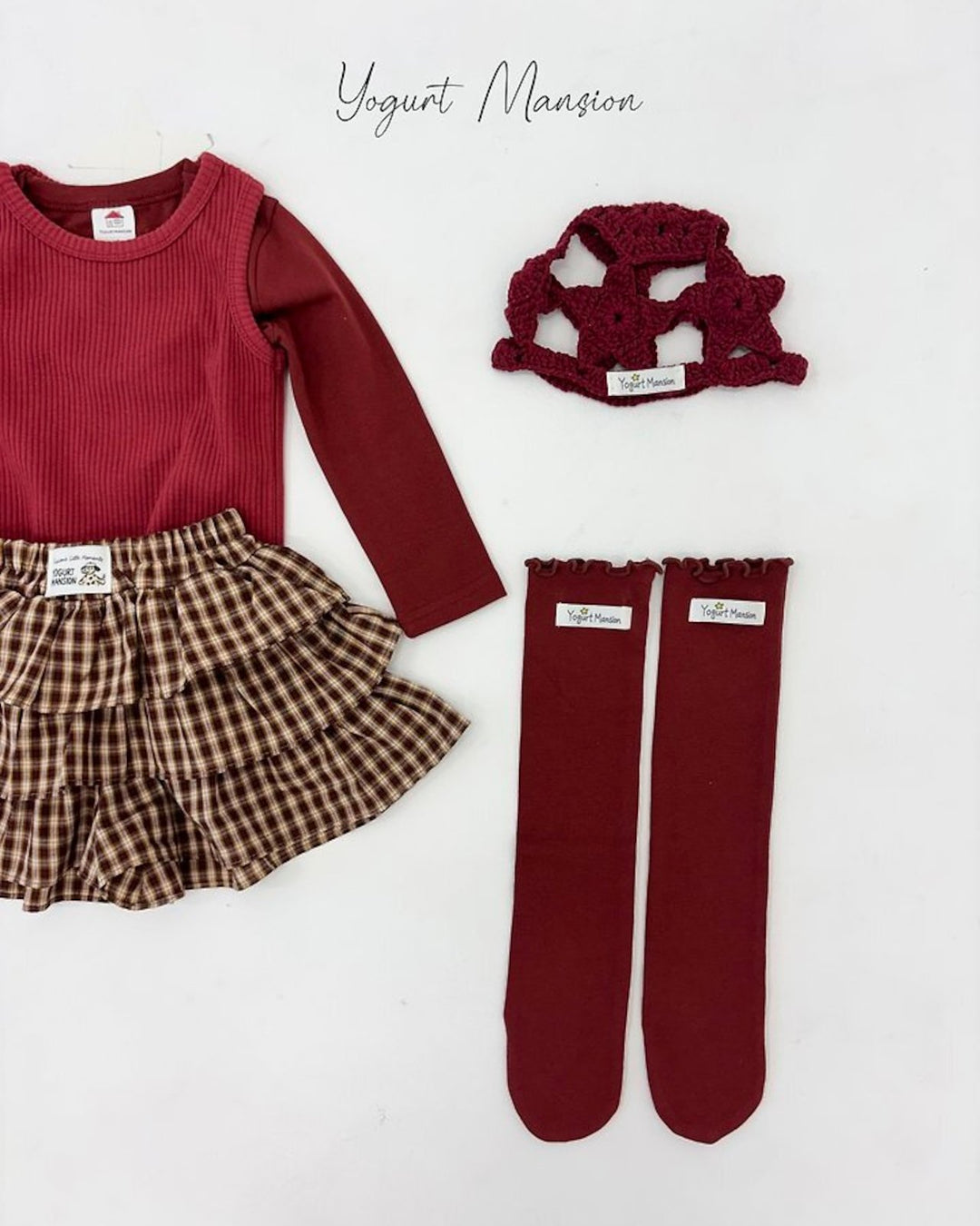 [yogurt mansion]check frill skirt