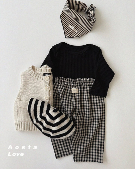 [AOSTA]Caramel Check Pants