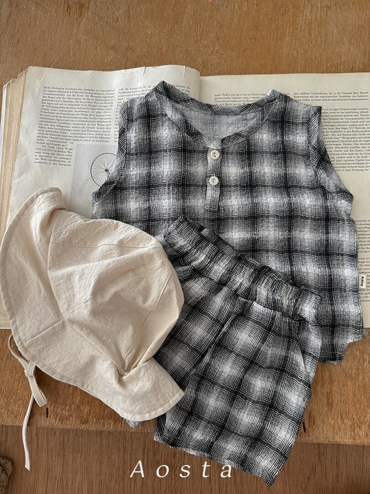 [aosta]check short pants