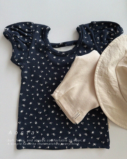 [aosta]open back puff blouse