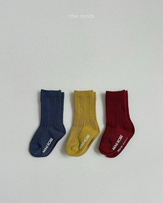 [minirobe]Cotton Rib Socks 3 Set