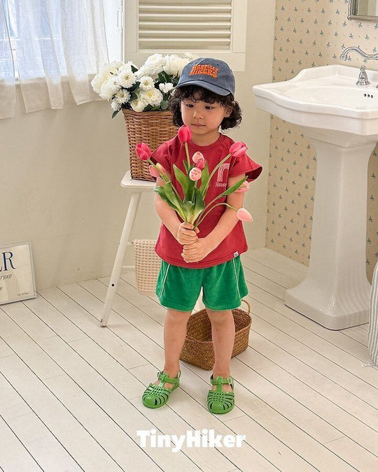 [TinyHiker]terry piping short pants