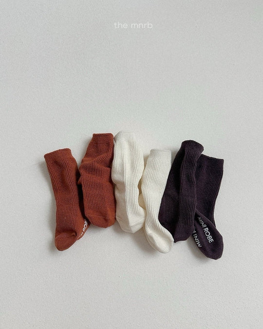 [minirobe]Basic Waffle Socks 3Set