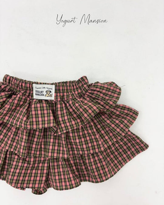 [yogurt mansion]check frill skirt
