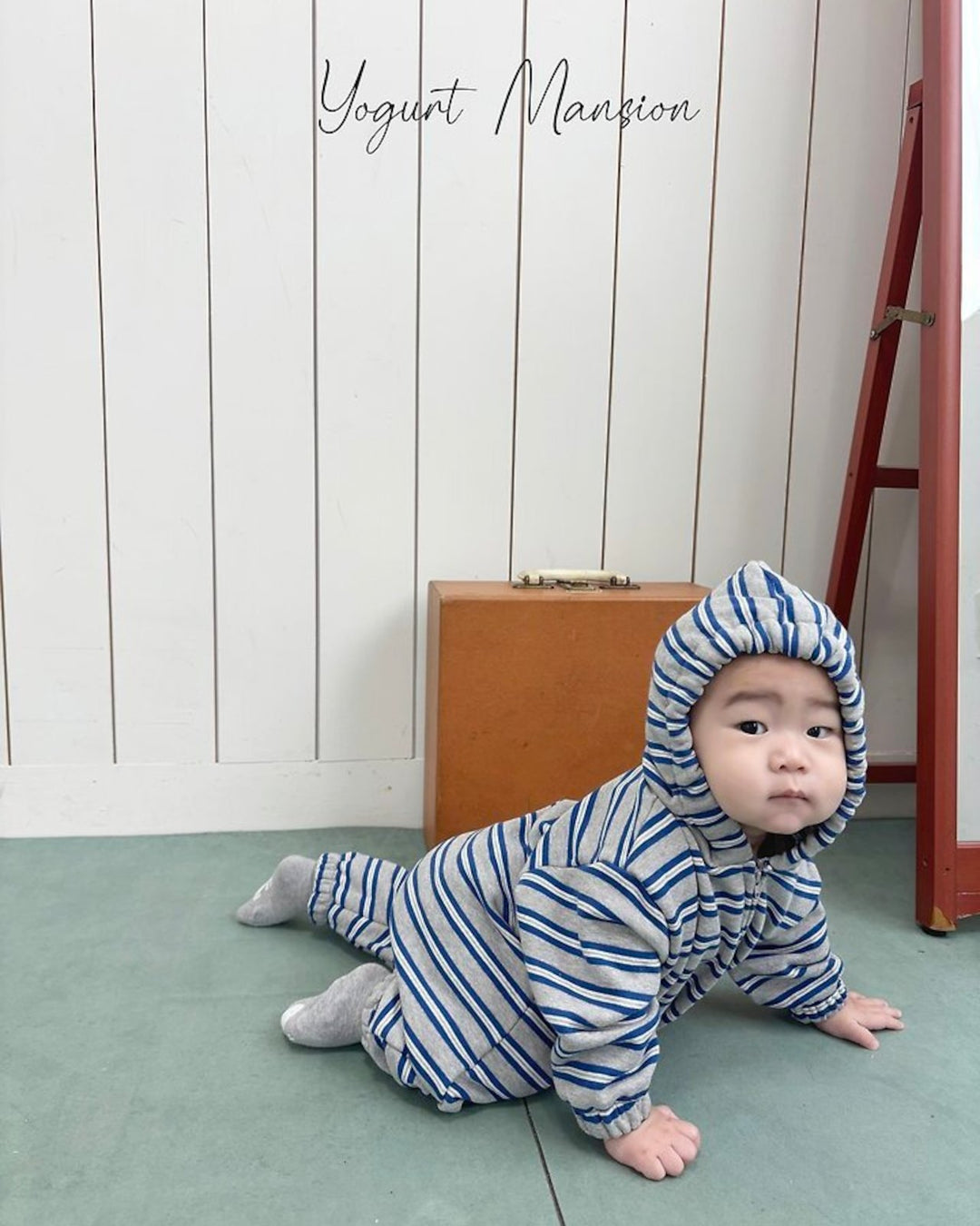 [yogurt mansion]stripe hoodie suits