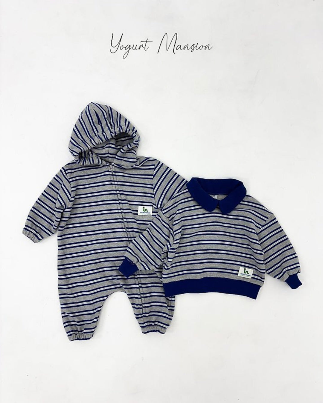 [yogurt mansion]stripe hoodie suits