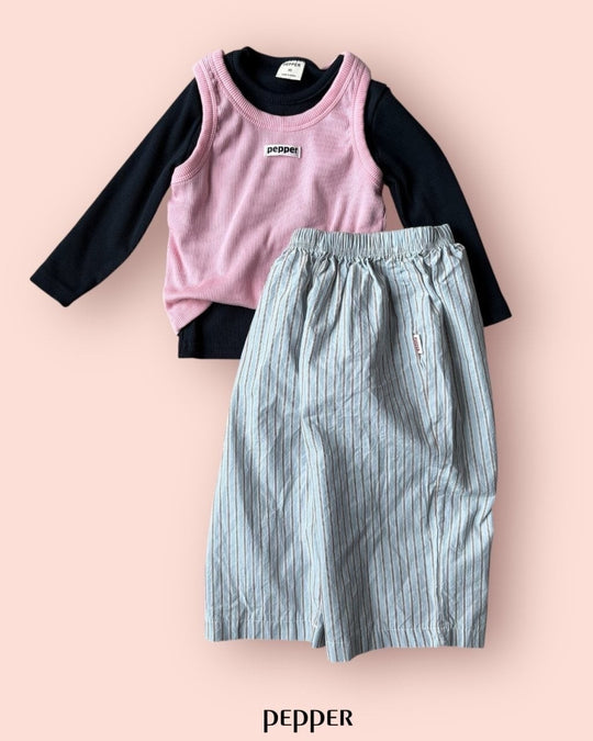 [pepper]stripe gaucho pants