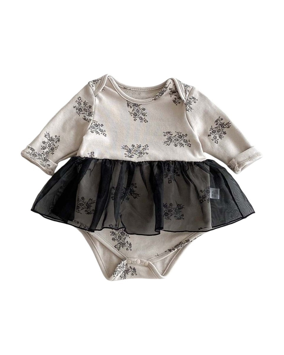 スカート付フラワーロンパース