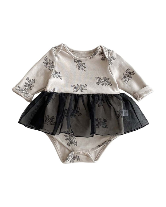 スカート付フラワーロンパース