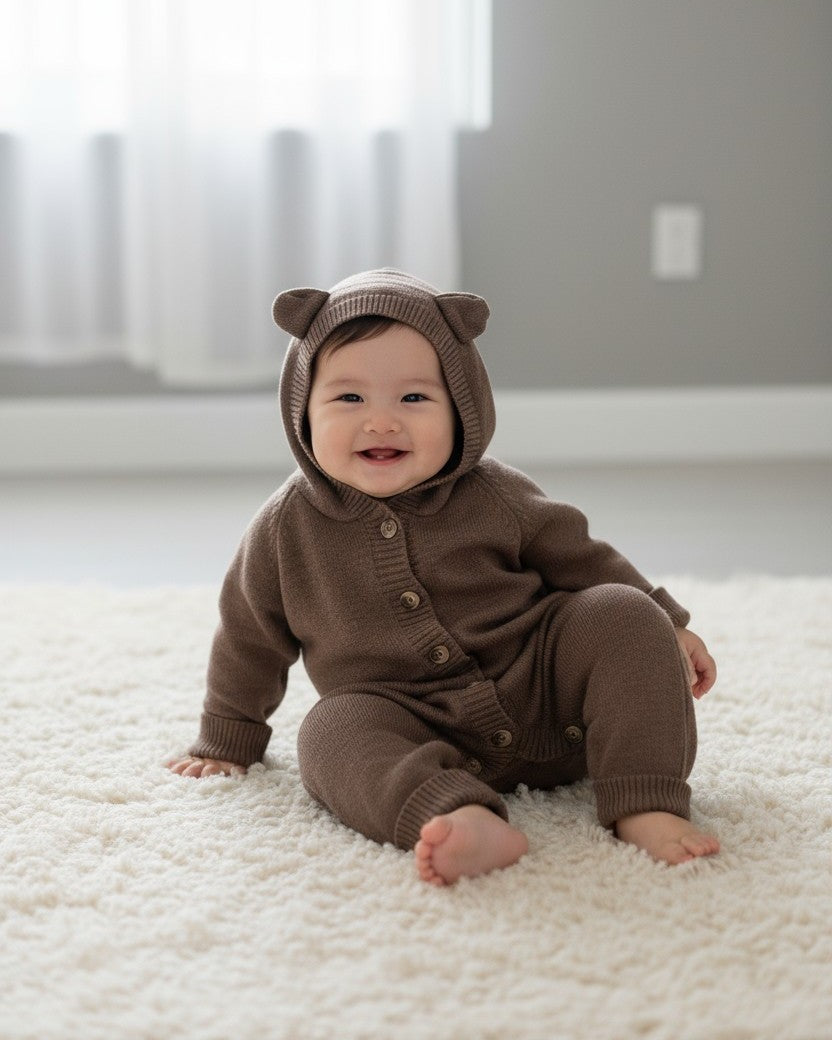 ねこ耳フーディニットロンパース