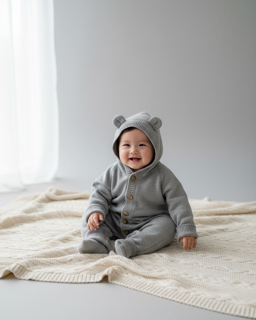 ねこ耳フーディニットロンパース